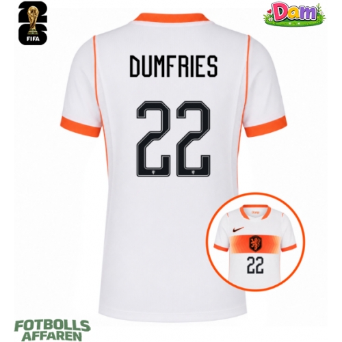 Nederländerna Denzel Dumfries #22 Bortatröja Kvinnor VM 2026 Kortärmad
